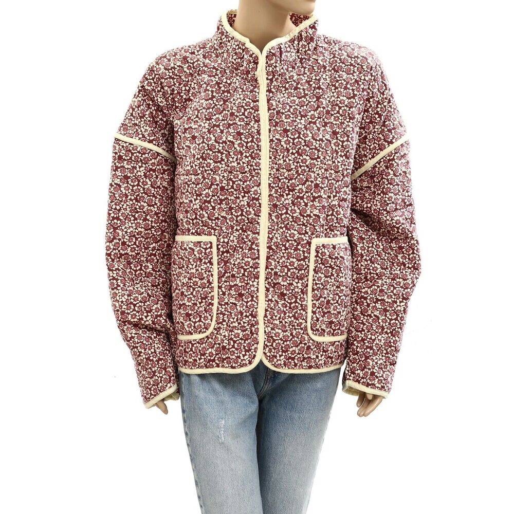 Free People Chloe Jacket Top Floral Print Quilted Dolman Long Sleeve M 285537 - Picture 2 of 6